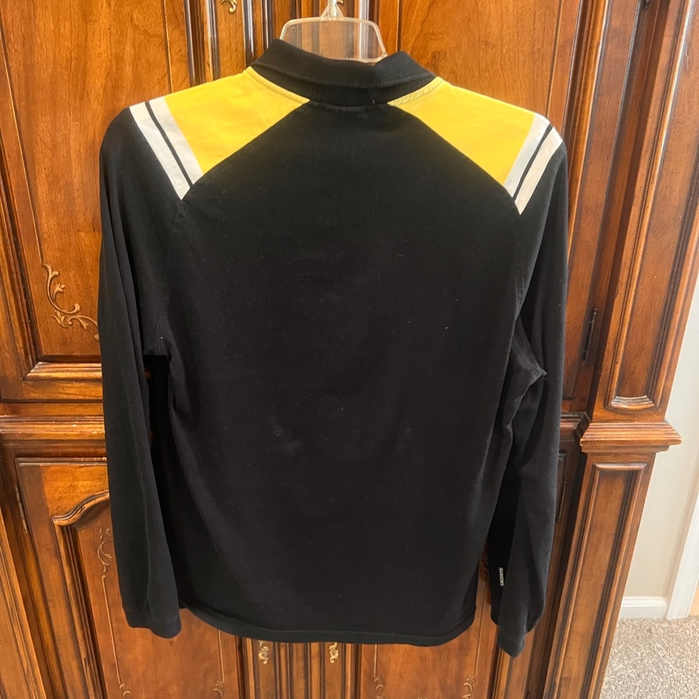 Vintage Lacoste Men's Long Sleeve Polo Shirt in Black and Yellow EUC - Picture 2 of 4